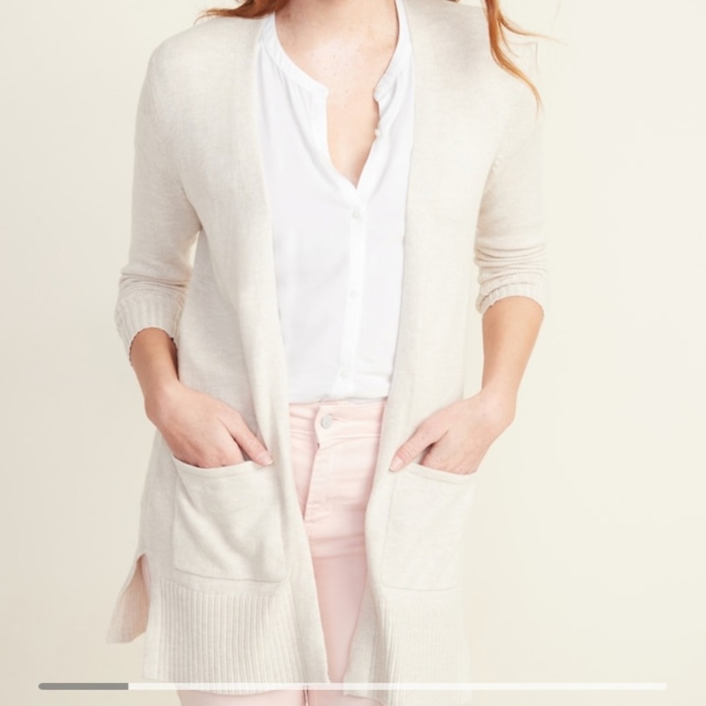 Old navy cream long line cardigan M tall